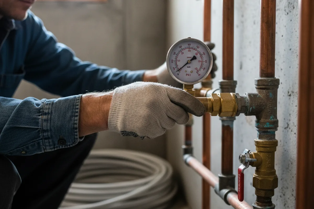 Pressure testing a repaired line during Water Line Repair in Sturgeon Lake